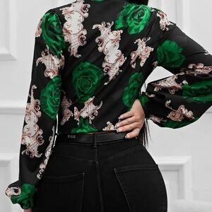 Floral Tie Neck Blouse
